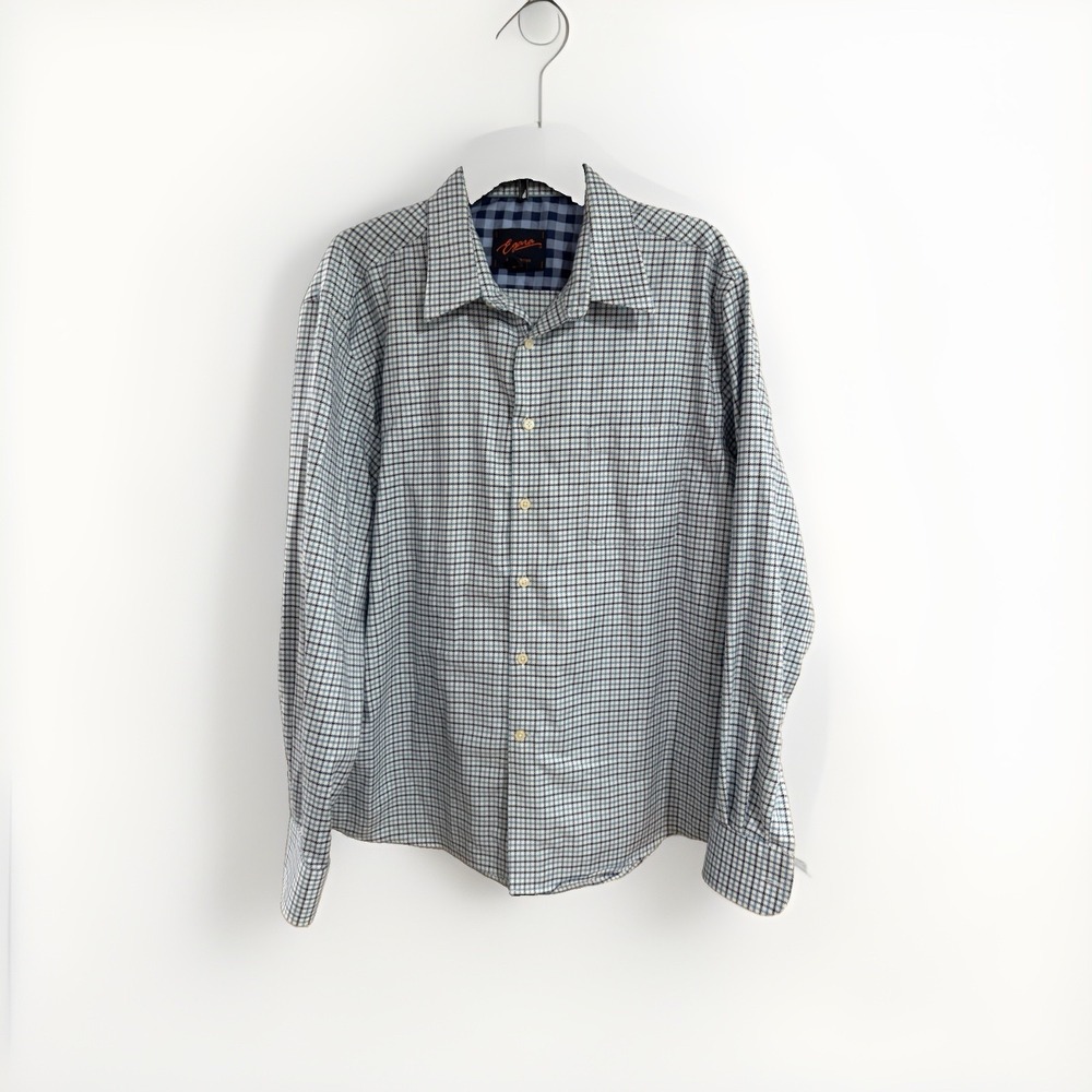 Egara mens shirt button down blue slim fit stretch non iron XL designer EUC P118